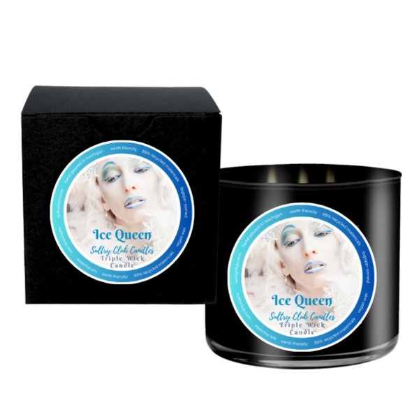 ICE QUEEN (PEPPERMINT BARK CANDY) 3 WICK CANDLE - Picture 2 of 2